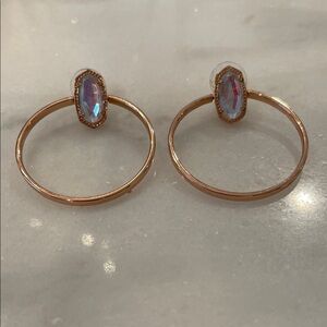 Kendra Scott Rose Gold Hoop Earrings with Iridescent Stone
